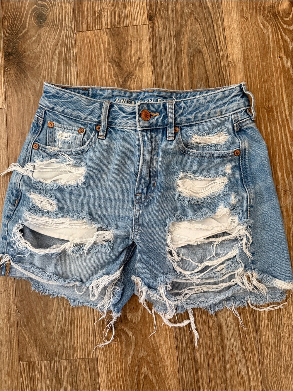American Eagle Outfitters Distressed Light Blue Denim Cutoff Shorts